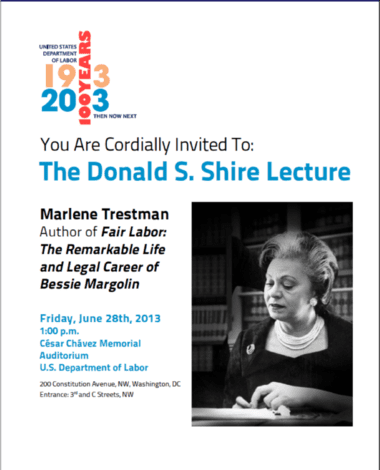 The Donald S. Shire Lecture invitation.