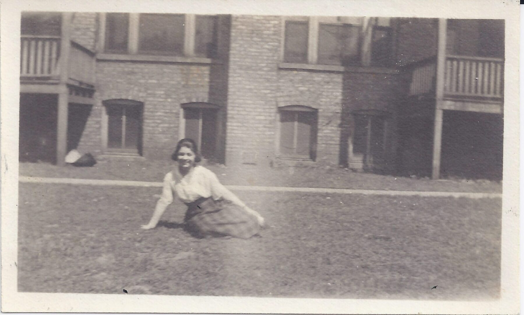 Fannye Block in the Home's courtyard, undated