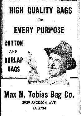 Ad for Max N. Tobias Bag Co.