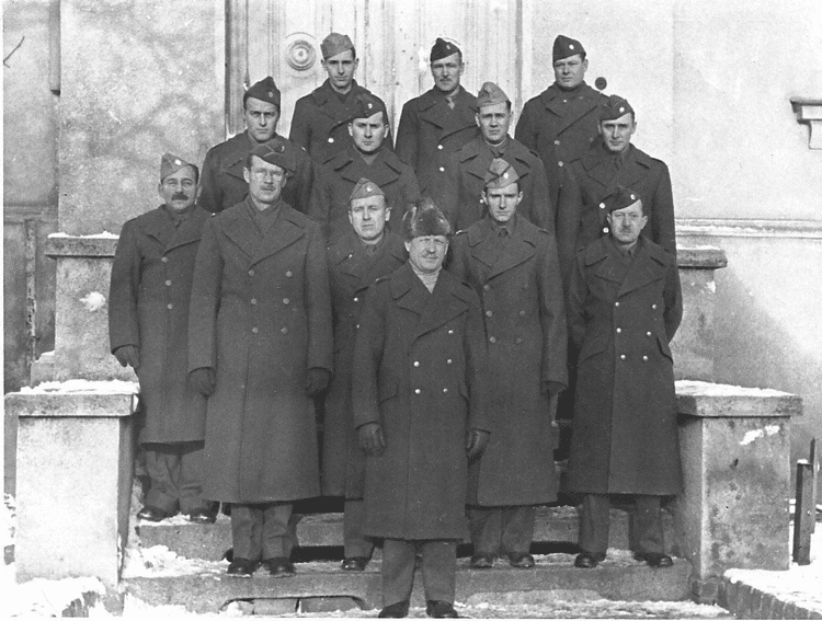 Hugo Fielschmidt, bottom right, with fellow WWII POWs of Oflag 64 