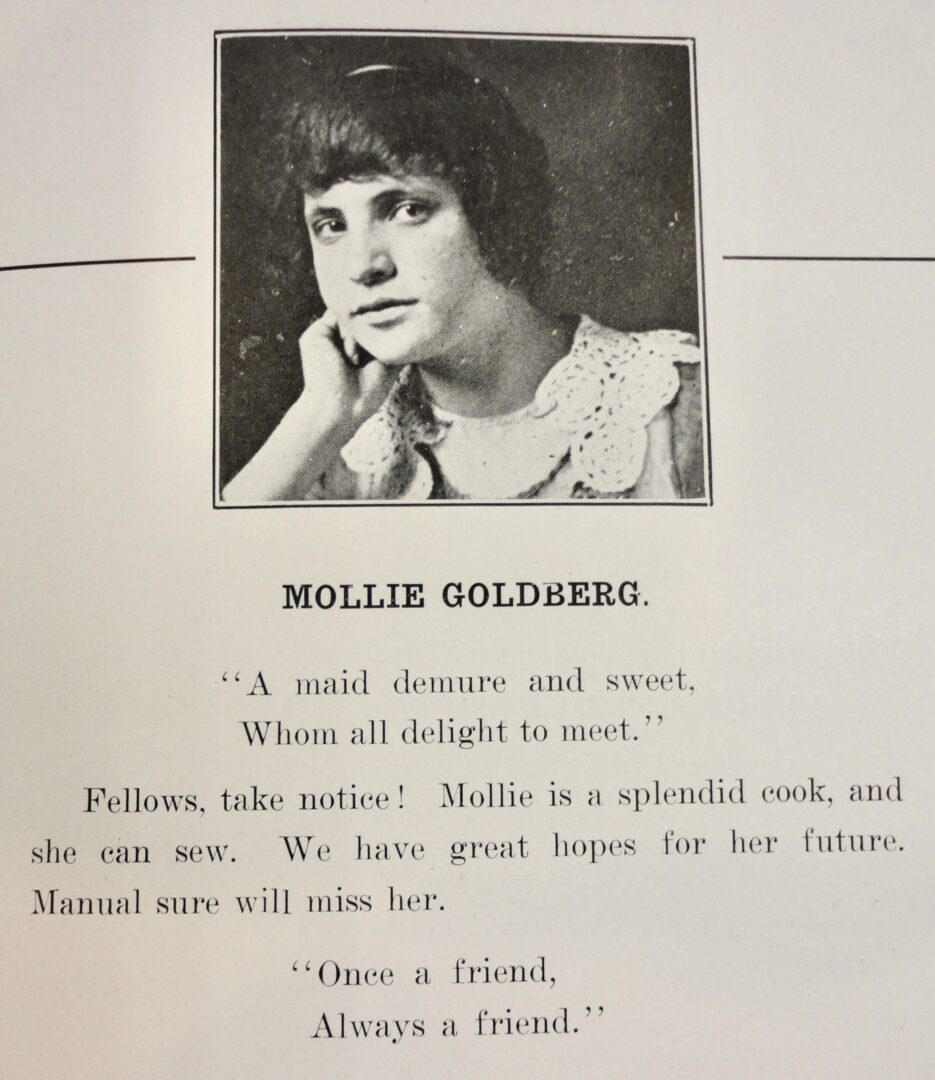 Mollie Goldberg, Newman Pioneer 1914