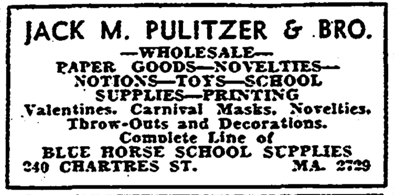 Ad for Jack M. Pulitzer & Bro., 1936