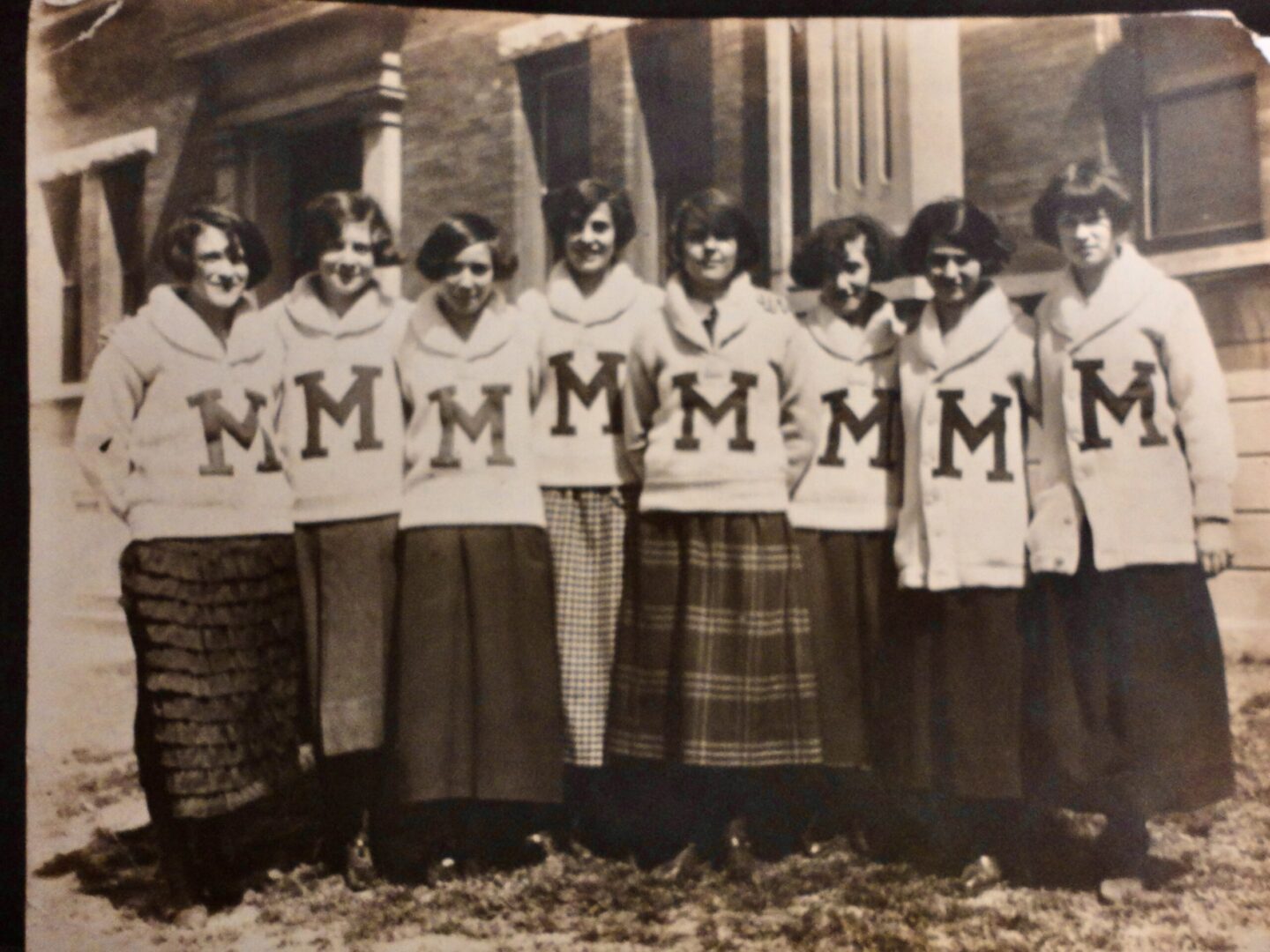 Annie Schneider, second from right, with "Manual" classmates, 1924