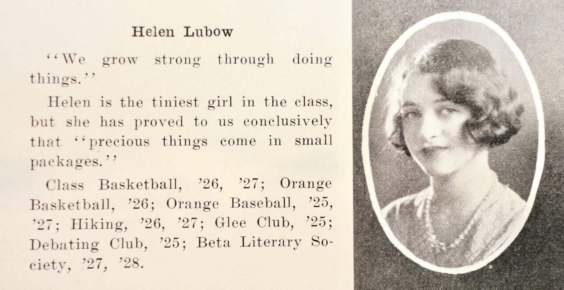 Helen Lubow Sizeler, Newman Pioneer 1928