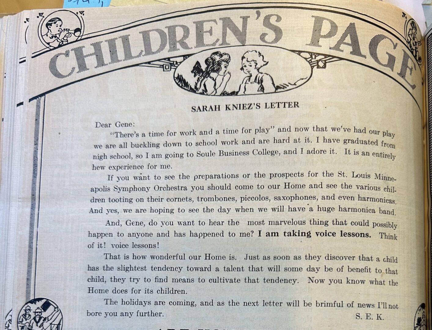 Sarah Kniez's letter, Golden City Messenger, October 1929