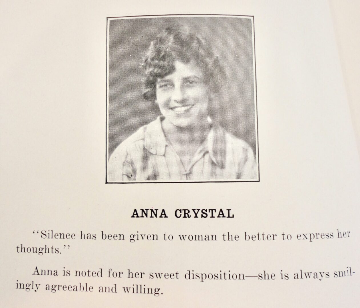 Anne Crystal, Isidore Newman School Pioneer, 1926