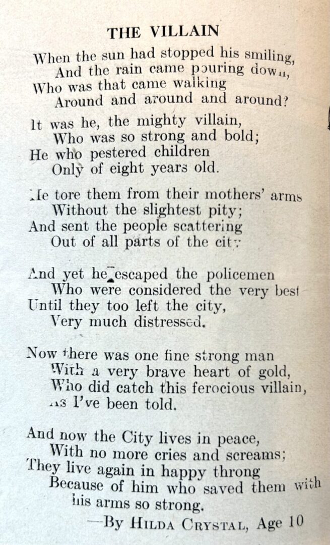 Hilda Crystal's poem, April 1928, Golden City Messenger