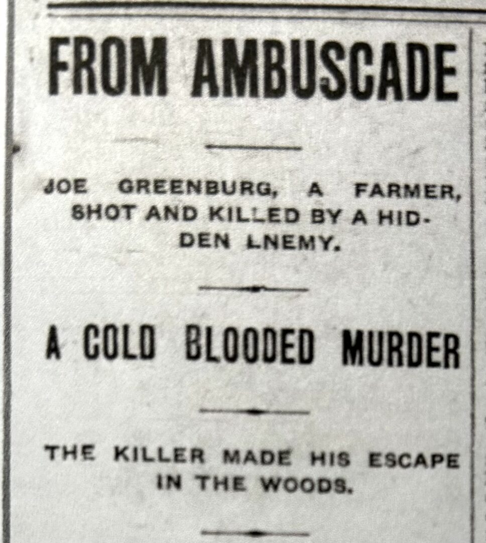 Murder of Joe Greenberg (sic), Fort Worth Record & Register, 12.28.1901