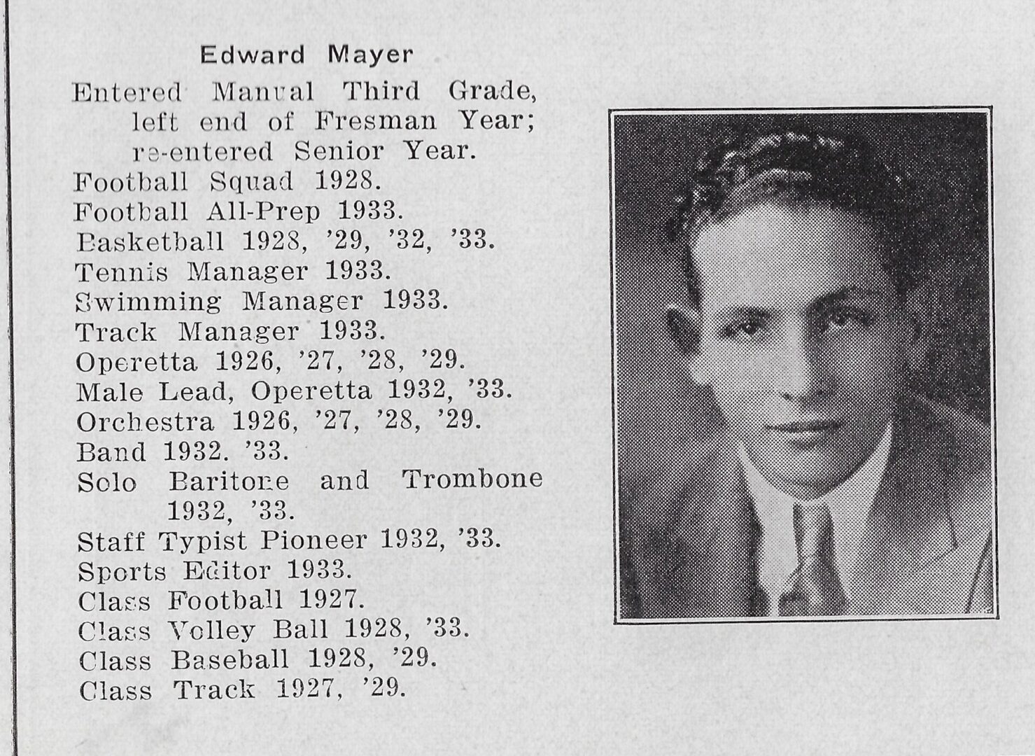 Edward Mayer, Isidore Newman, 1933