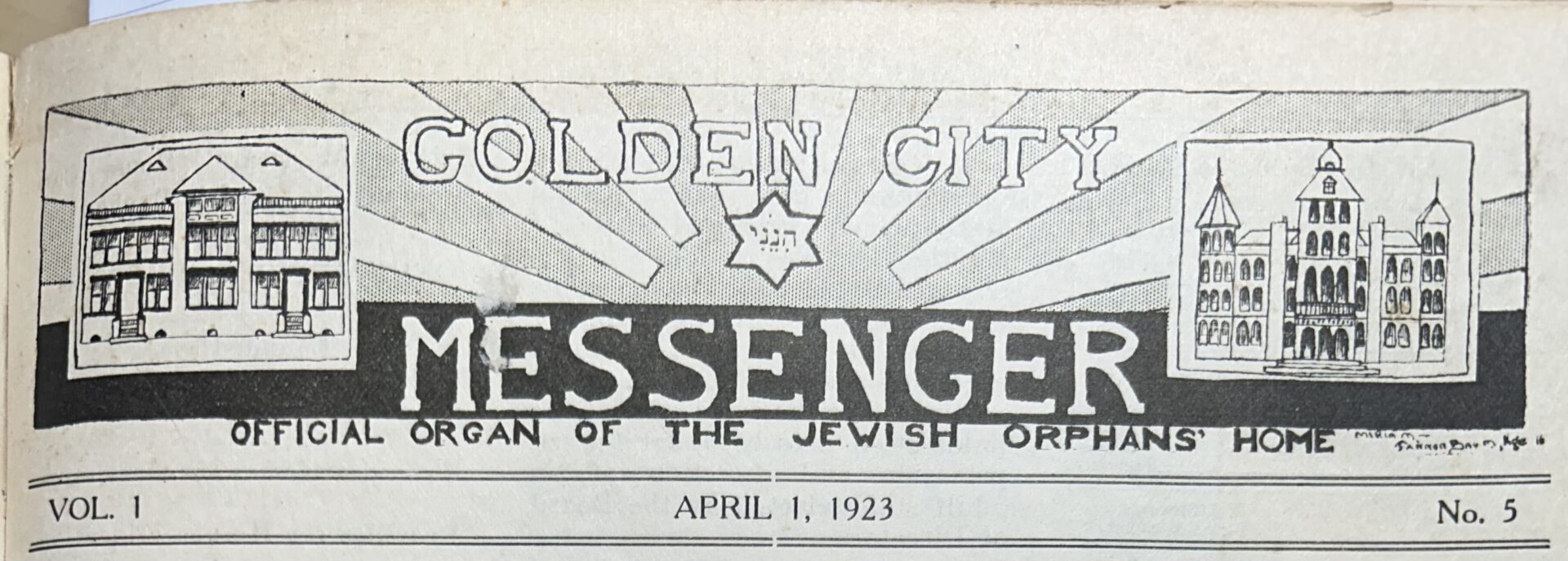 Masthead of the Golden City Messenger, April 1923