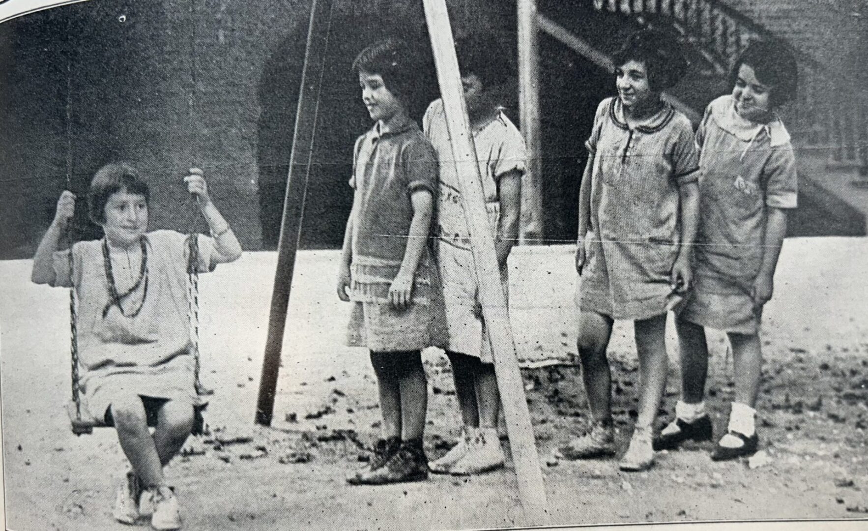 Sarah Beerman, on swing, while Helen Eldrich is next in line. GCM Oct. 1927