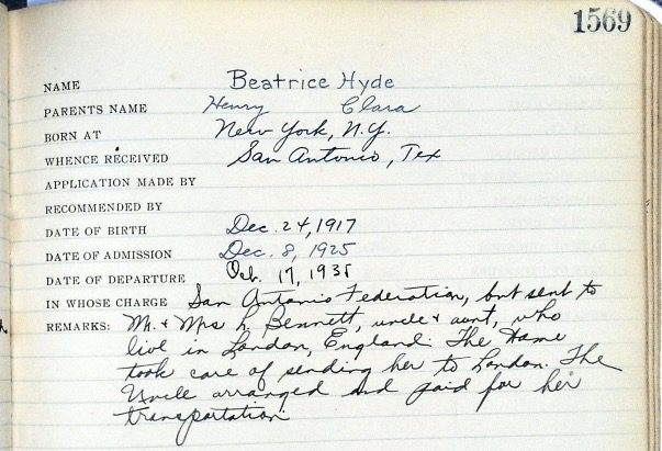 Bea Hyde, Home registry page